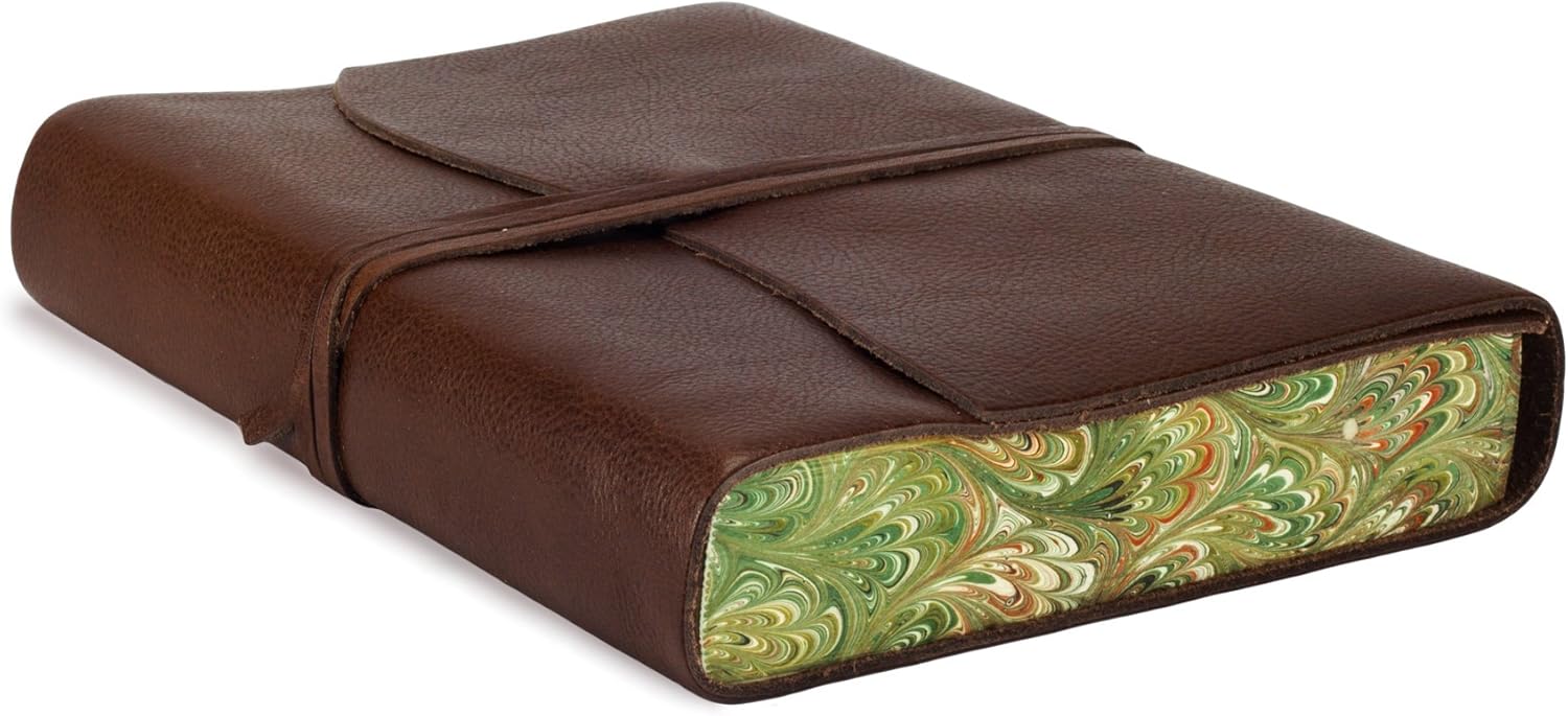 Venezia Romantica Large Leather Journal, Writing Notebook, Travel Diary & Notepad, A5 (15x21 cm) Brown - Image 4
