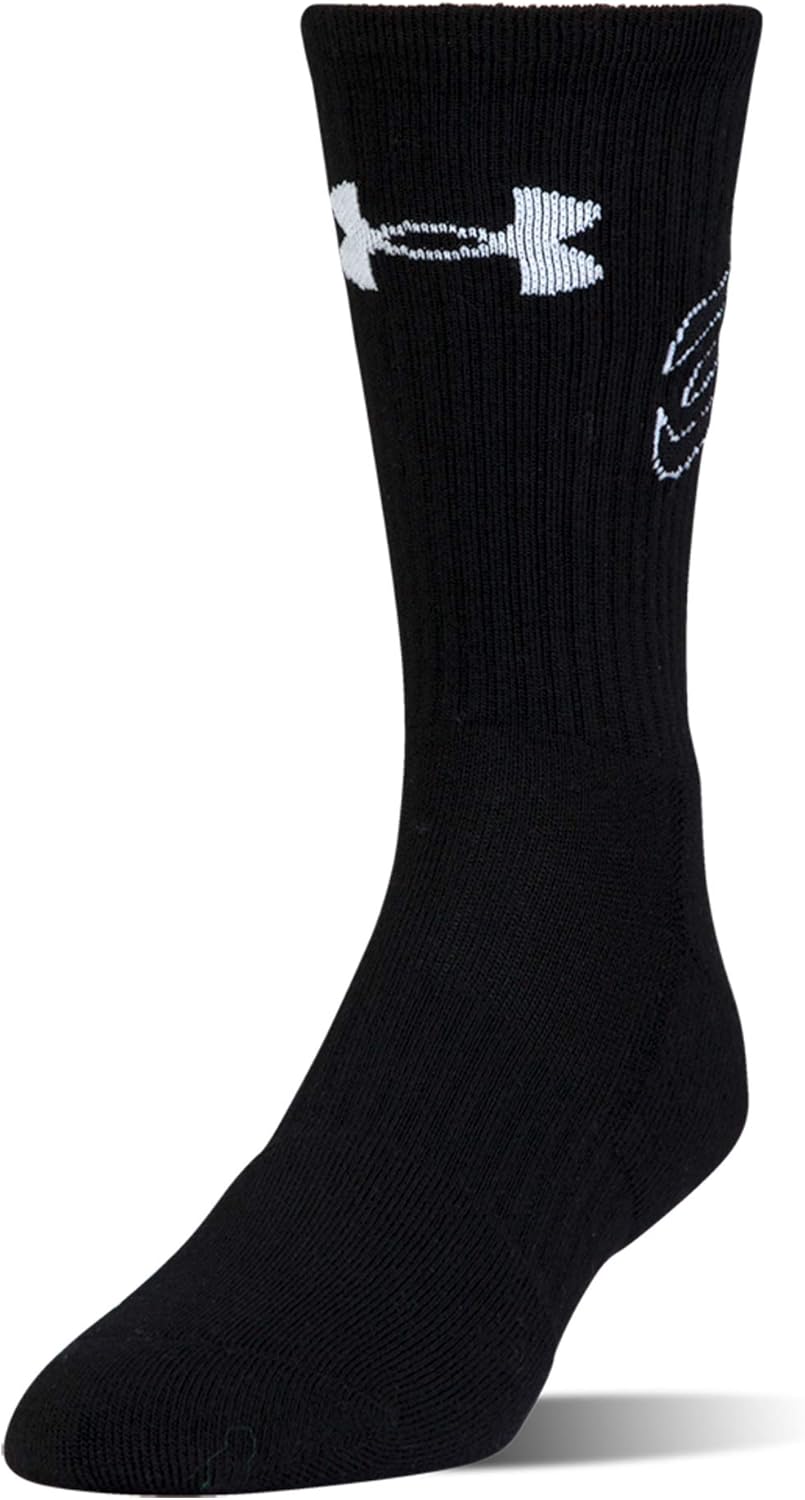 Under Armour Youth Phenom Curry Crew Socks, 3-Pairs, Red, Shoe Size: Youth 13.5K-4Y: Clothing