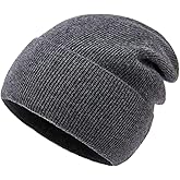 Lallier 100% Merino Wool Beanie with Fleece Lining for Men and Women, Pure Wool Ribbed Knit Warm Winter Hat with Gift Box