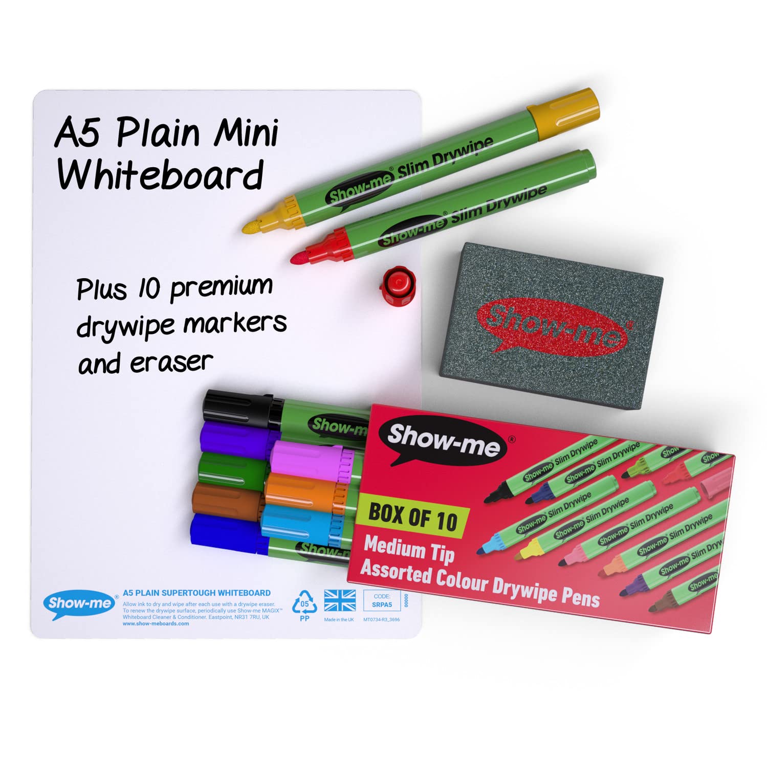 Show Me A5 Supertough Plain Mini Whiteboard Kit