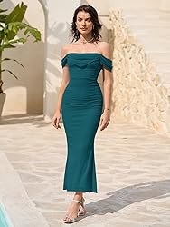 KUTUMAI Off The Shoulder Maxi Long Dress Corset