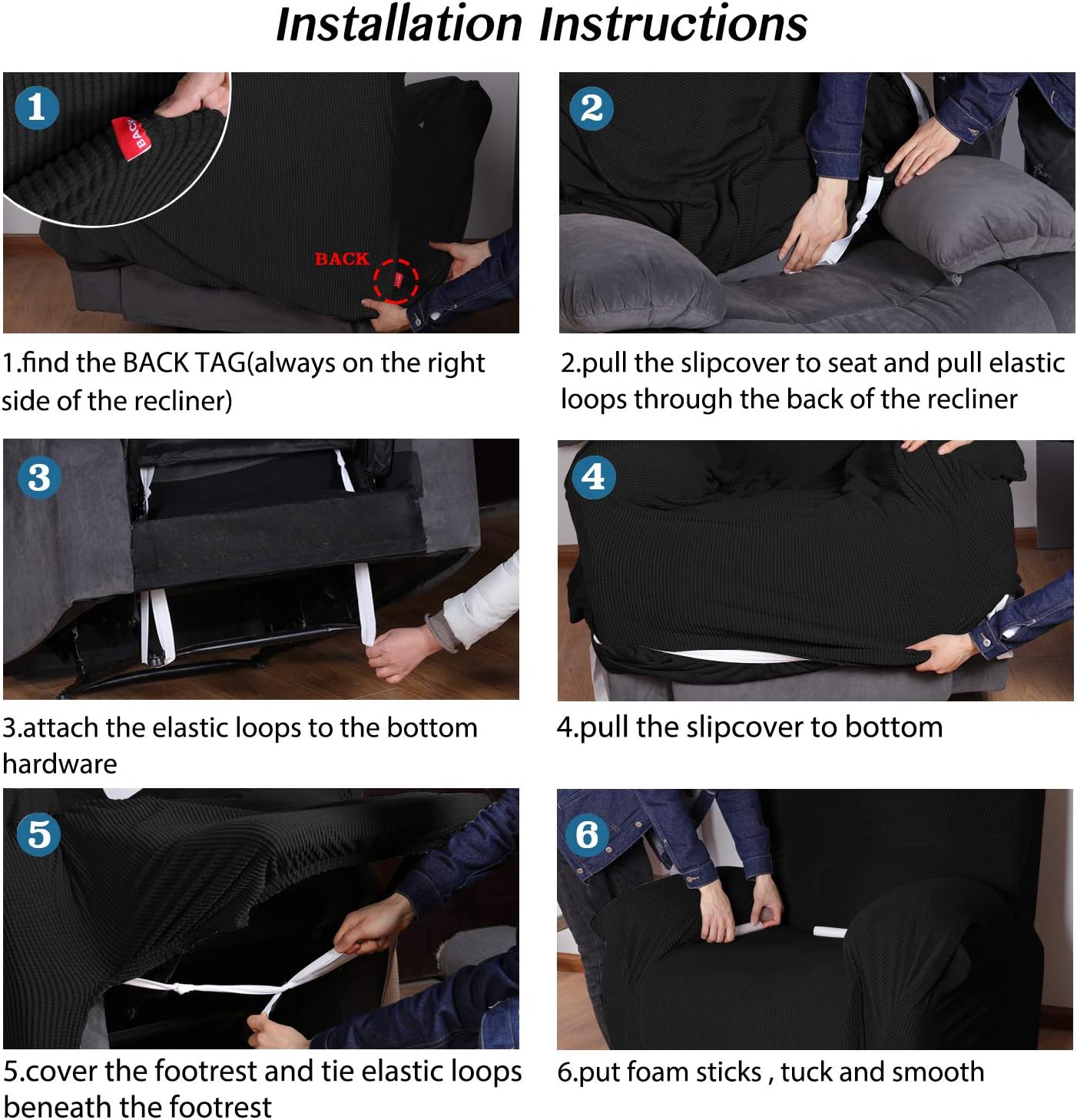 BellaHills Stretch Recliner Cover Recliner Chair Covers for Living Room Recliner Chair Slipcover with Side Pocket - Image 4