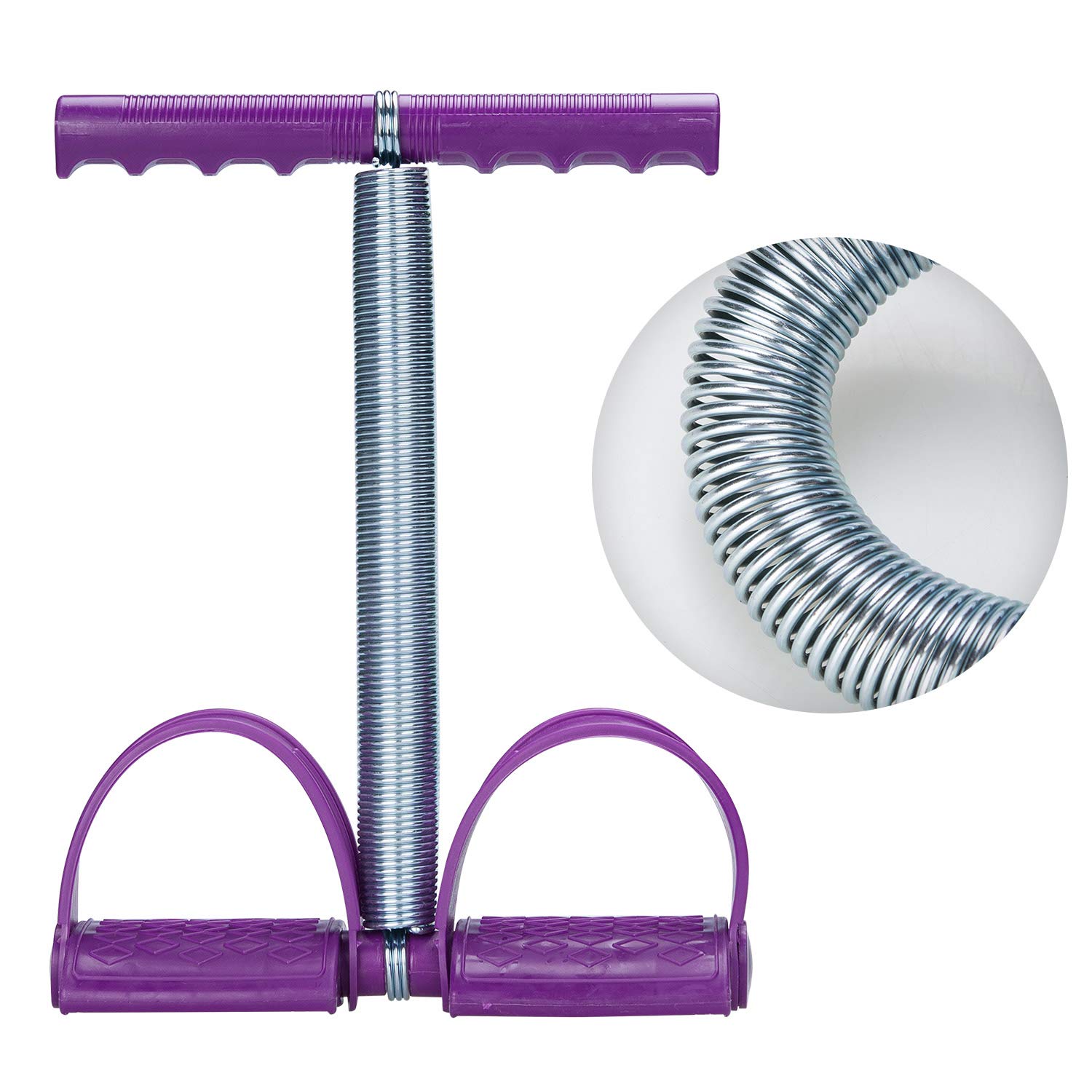 COVVY Upgrade Elastic Sit Up Pull Rope Spring Tension Foot Pedal Waist Arm Abdomen Leg Exerciser Tummy Trimmer Equipment Body Building Tummy Stretching Slimming Training for Home Gym Fitness(Purple)