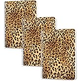 Lined Spiral Journal Notebook,100 Pages,3 Pack,5.71x 8.26 inches College Ruled Paper Double-Wire Spiral Notebook for Study and Notes - Leopard Pattern