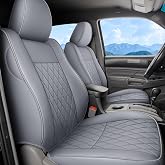 Coverado Tacoma Seat Covers Full Set, Faux Leather Seat Covers Custom Fit for 2005-2023 Toyota Tacoma Double/Crew Cab Base Prerunner SR5 Limited TRD Sport Interior Covers (Gray)