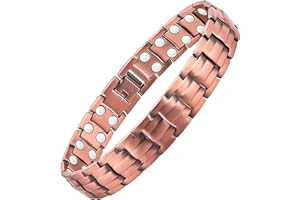 MagEnergy Mens Copper Magnetic Bracelets, 99.9% Pure Copper Bracelet with Double-Row Strength Magnets, Adjustable Jewelry with Sizing Tool