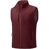 TACVASEN Men's Windproof Lightweight Vest Waterproof with Pockets Softshell Sleeveless Fleece Jacket for Hiking Golf