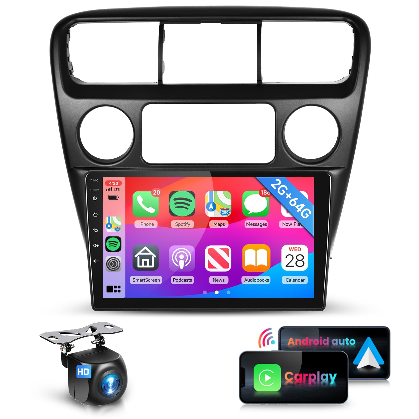 Photo 1 of 2G+64G Upgraded Android Car Stereo for Honda Accord 6th 1998-2003 Radio with Wireless Carplay Android Auto MirrorLink 9inch HD Touchscreen Bluetooth FM/RDS 28UIs AHD Reversing Camera&External MIC