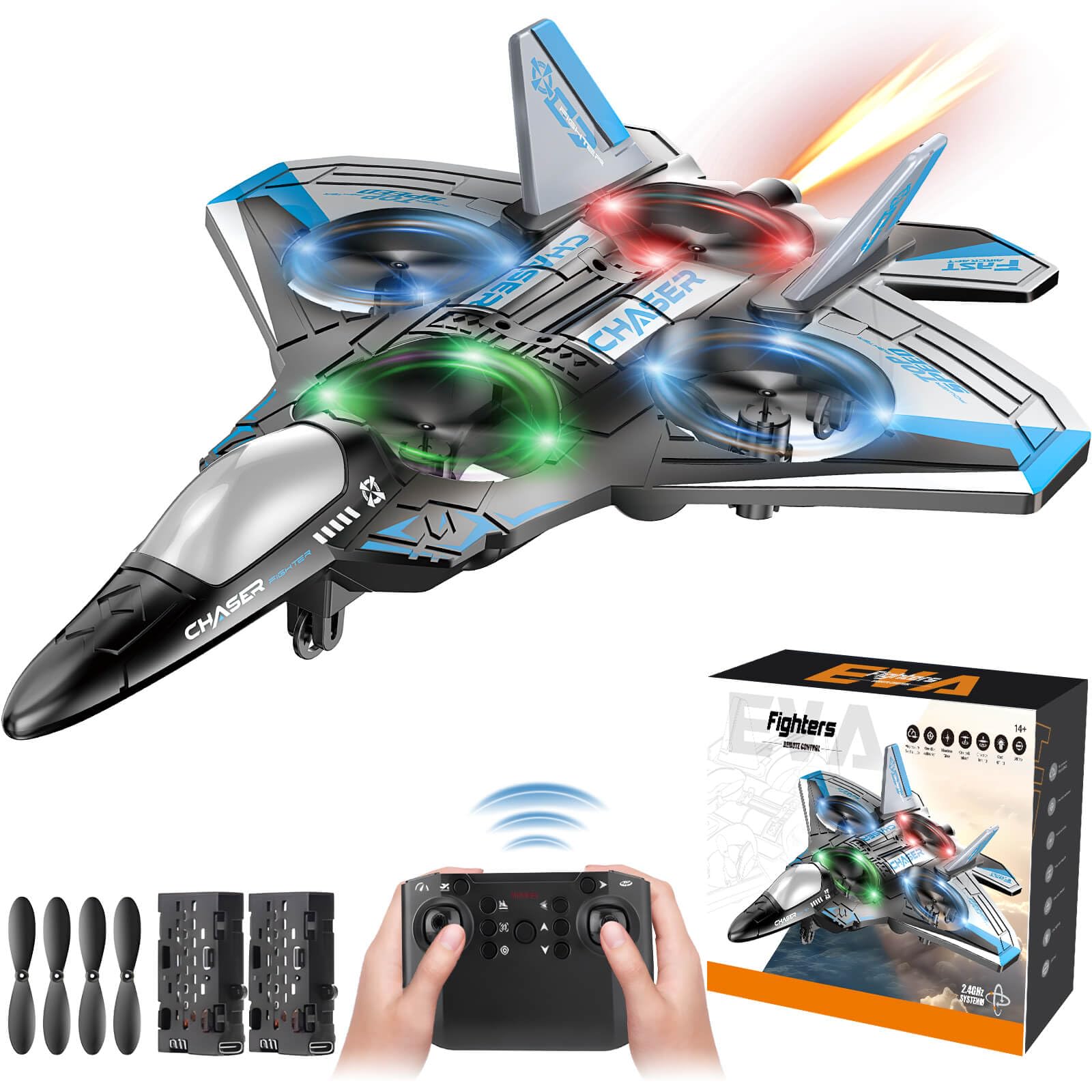 Beria RC Plane Toy for Kids 3-12 Year Old: Remote Control Plane RC Aeroplane Toys Gifts for 3 4 5 6 7 8 9 10 11 12 Year Old Boys Toy Birthday Presents Controlled Aircraft Airplanes Toys for Adult Blue