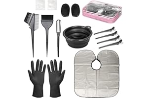 ROOHUA 16 Pieces Hair Dye Coloring Kit- Hair Tinting Bowl, Hair agitator, Dye Brush, Ear Cover, Hairpin, Hair Coloring Cape For Hair Dye Tools