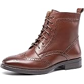 ZUYEE Women's Lace-Up Combat Boots Side Zipper Ankle Bootie Low Heel Brogue Leather for Girls Ladis Women Black Size 5