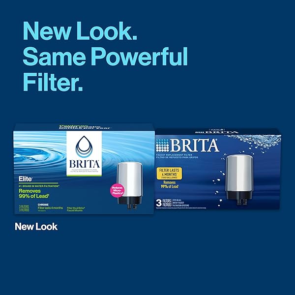 BRITA REPLACEMENT WATER FILTER FOR FAUCET MOUNT, REMOVES 99% OF LEAD, SINK FILTRATION SYSTEM, CHROME, 3 COUNT