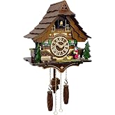 KUKUWALD Cuckoo Clocks for Wall, Handcrafted Black Forest Chalet, Quartz | Solid wood; Hourly chime; 12 Melodies; Night mode; Volume control; Battery operated; Great gift; 10.3x22.5 inch
