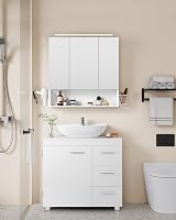 VASAGLE Vanity Unit 3 Drawers 2 Compartments 30 x 70 x 64 cm Cloud White view 9