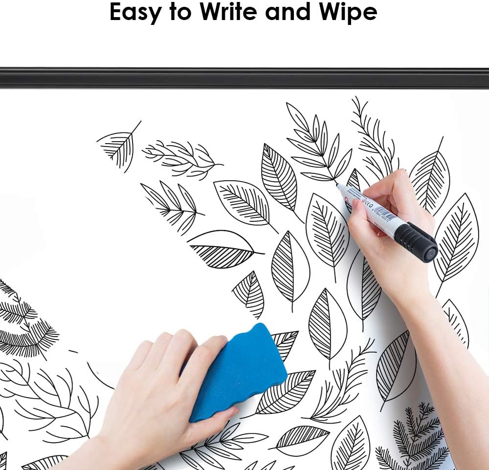 Magnetic Whiteboard 24 x 18 inches Dry Erase Board Wall Mounted White Board Black Aluminum Frame Hanging Whiteboard : Office Products