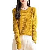 Chanyarn Women's Crew Neck 100% Merino Wool Sweater 2025 Fall Winter Classic Cable Warm Soft Long Sleeve Knitted Sweater