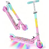LEADER RIDER Scooters for Kids with Light-Up Wheels, Stem and Deck, Lightweight Foldable, 3 Adjustable Height Scooters for Kids 8-12