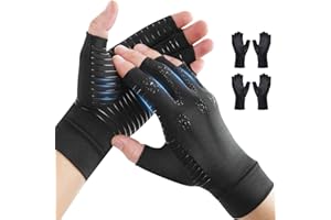 Donfri 2 Pairs Copper Arthritis Compression Gloves Women Men Black (XL)