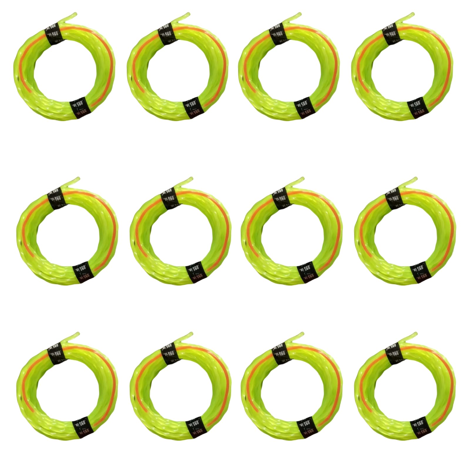 Photo 1 of 12 Pack String Trimmer Line .095 Compatible with Ego String Trimmer 095 Weed Eater String Pre-Cut Dual Color 3-section Fast-positioning Twisted Trimmer Line Universal Fit Weed Wacker String 14 ft