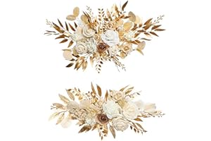 LKPOMI Wedding Arch Flowers Set of 2 Artificial Flowers Swag Arrangements for DIY Wedding Party Ceremony Reception Backdrop Floral Decoration(Champagne)
