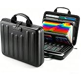 Fireproof Document Organizer with Lock, Waterproof Hard-Shell File Organizer, 13 Pocket Accordion Folder, Portable Safe Storage for A4 Files, Passports &amp; Certificates, Home Office Travel Use, Black