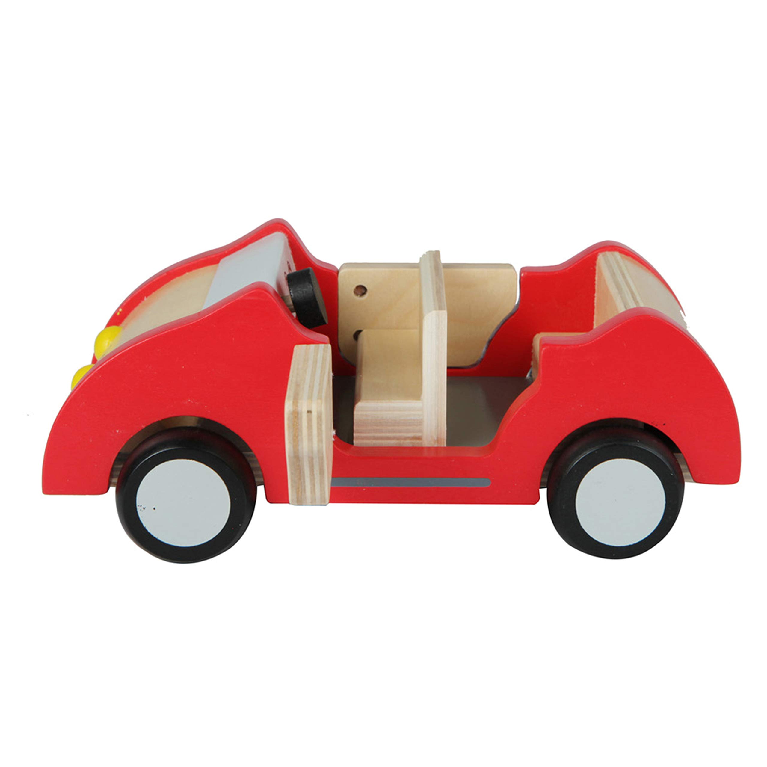 Hape Wooden Doll House Family Car| Toy Vehicle Seats up to 4 Figures for Complete Doll House Furniture Set