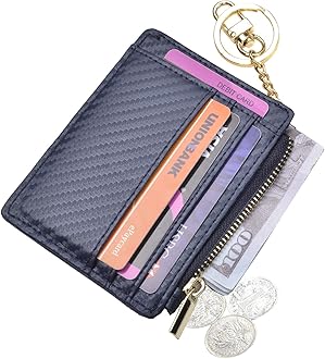 woogwin Womens Slim RFID Credit Card Holder Mini Front Pocket Wallet Coin Purse Keychain