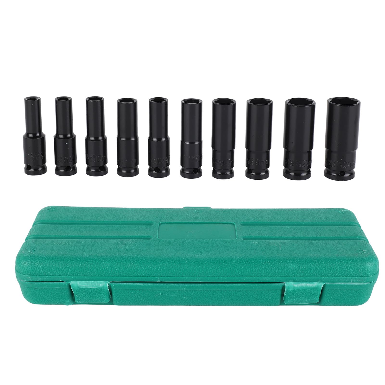 10-Piece Tool Steel Hex Socket Wrench Set & Combination Drive Sockets with Storage Box for Electric Wrench Repair Kits