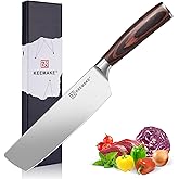 KEEMAKE Nakiri Knife 7 Inch - Sharp Meat Cleaver with High Carbon Stainless Steel Blade, Japanese Kitchen Vegetable Cooking Knife with Ergonomic Pakkawood Handle and Gift Box Included