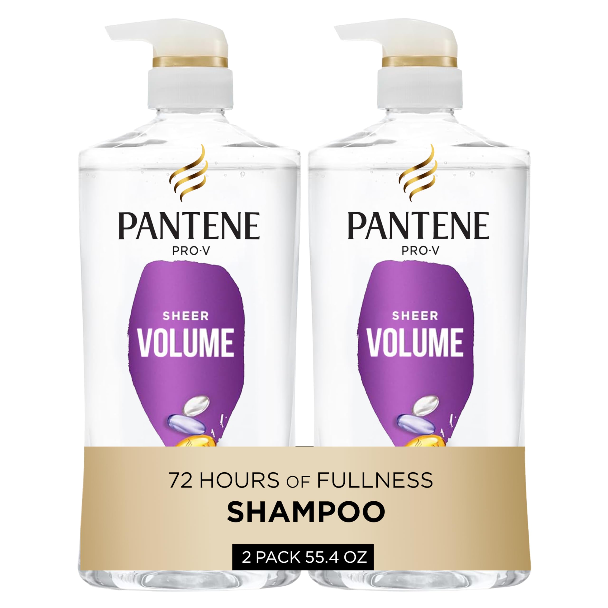 Photo 1 of  only 1 pc Pantene Shampoo, Sheer Volume - Lightweight Nourishment for Fine, Color-Treated Hair, 72-Hour Fullness and Body, 27.7 Oz Each, 2-Pack + Miracle Rescue Shot (0.5 Oz)