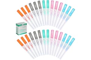 BEAUTIDOTS 50Pcs Piercing Needles 14g 16g 18g 20g 22g IV Catheter Needles for Ear Nose Lip Tongue Belly Nipple Cartilage Piercings Disposable Stainless Steel Hollow Body Piercing Needles Tool