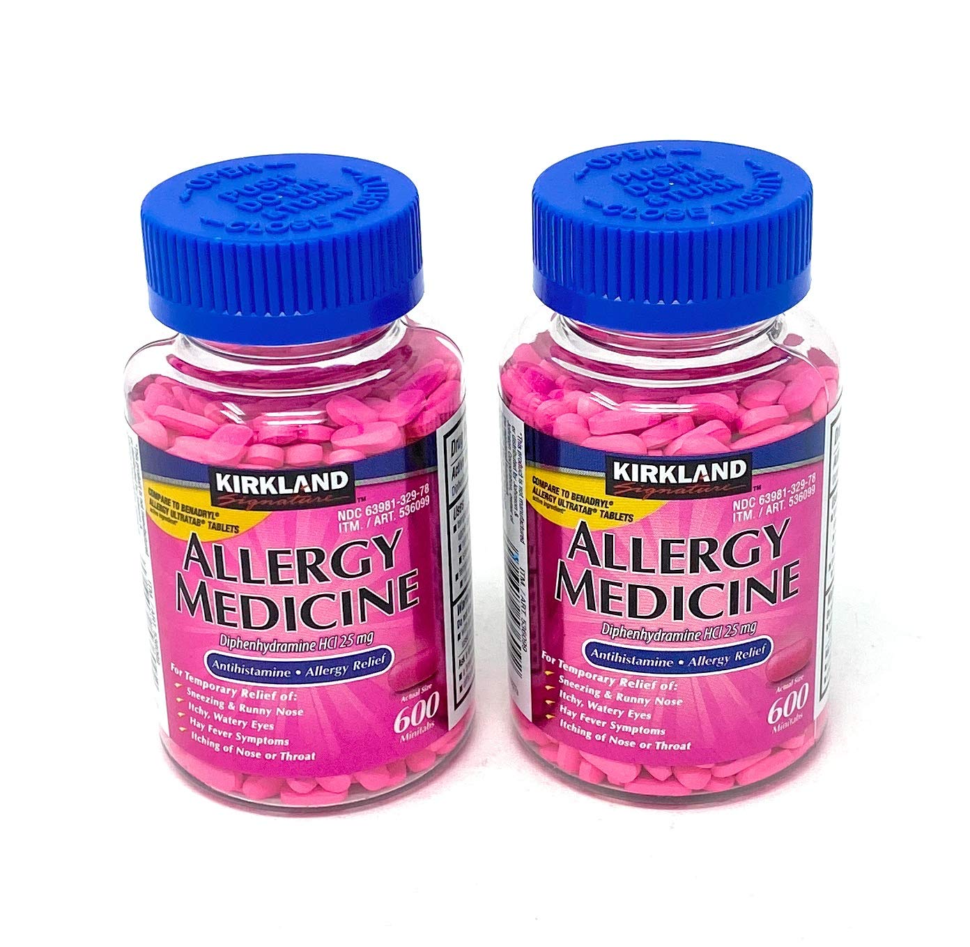 Kirkland Signature Allergy Medicine Diphenhydramine 25 Mg 600 Count (Pack of 2)