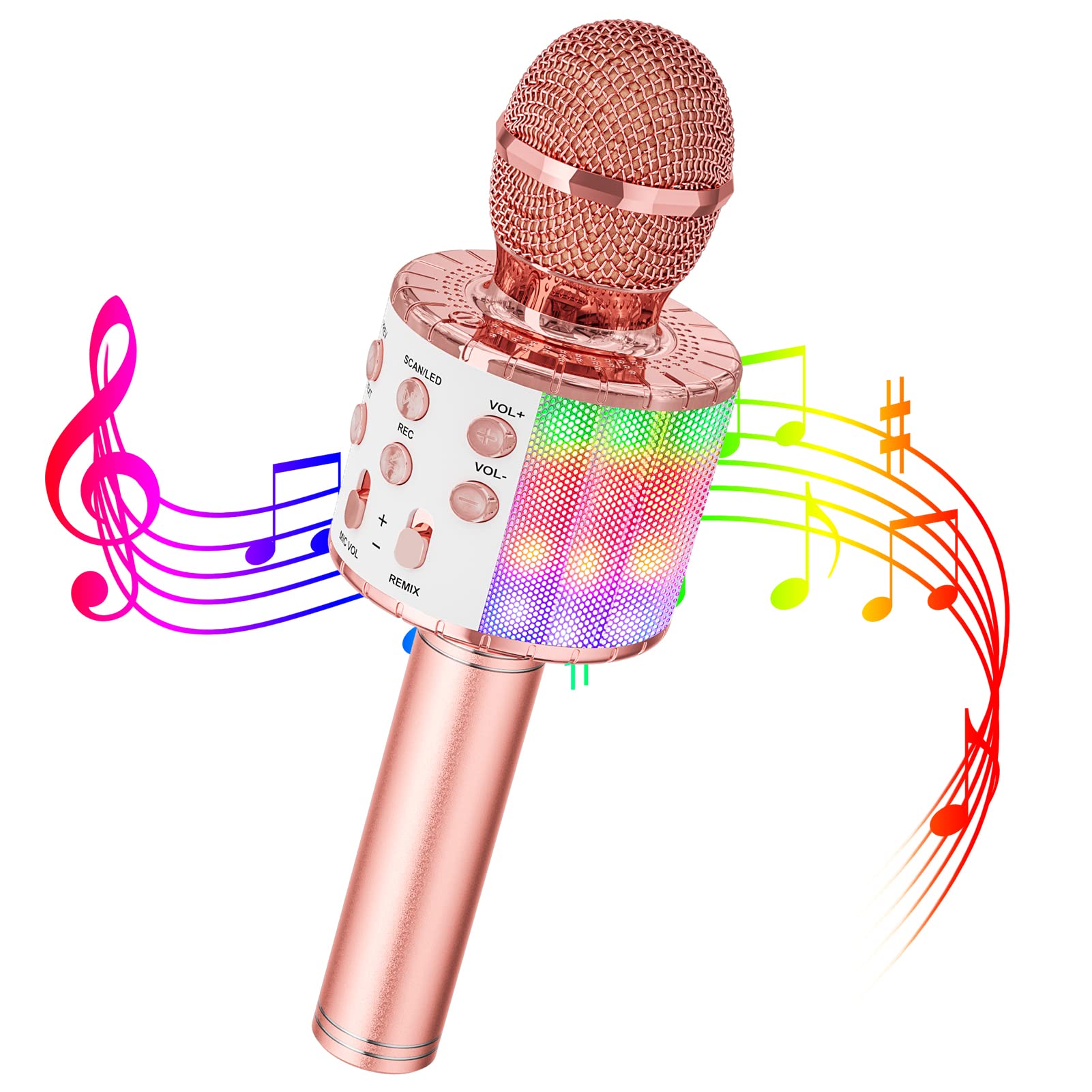 Verkstar カラオケマイク Bluetooth マイク ワイヤレス karaoke 録音可能 無線マイク 多彩LEDライト付き エコー機能搭載 Bluetoothで簡単に接続 伴奏機能付き 音楽再生 家庭カラオケ ノイズキャンセリング iPhone/Androidに対応 (pink) の商品画像