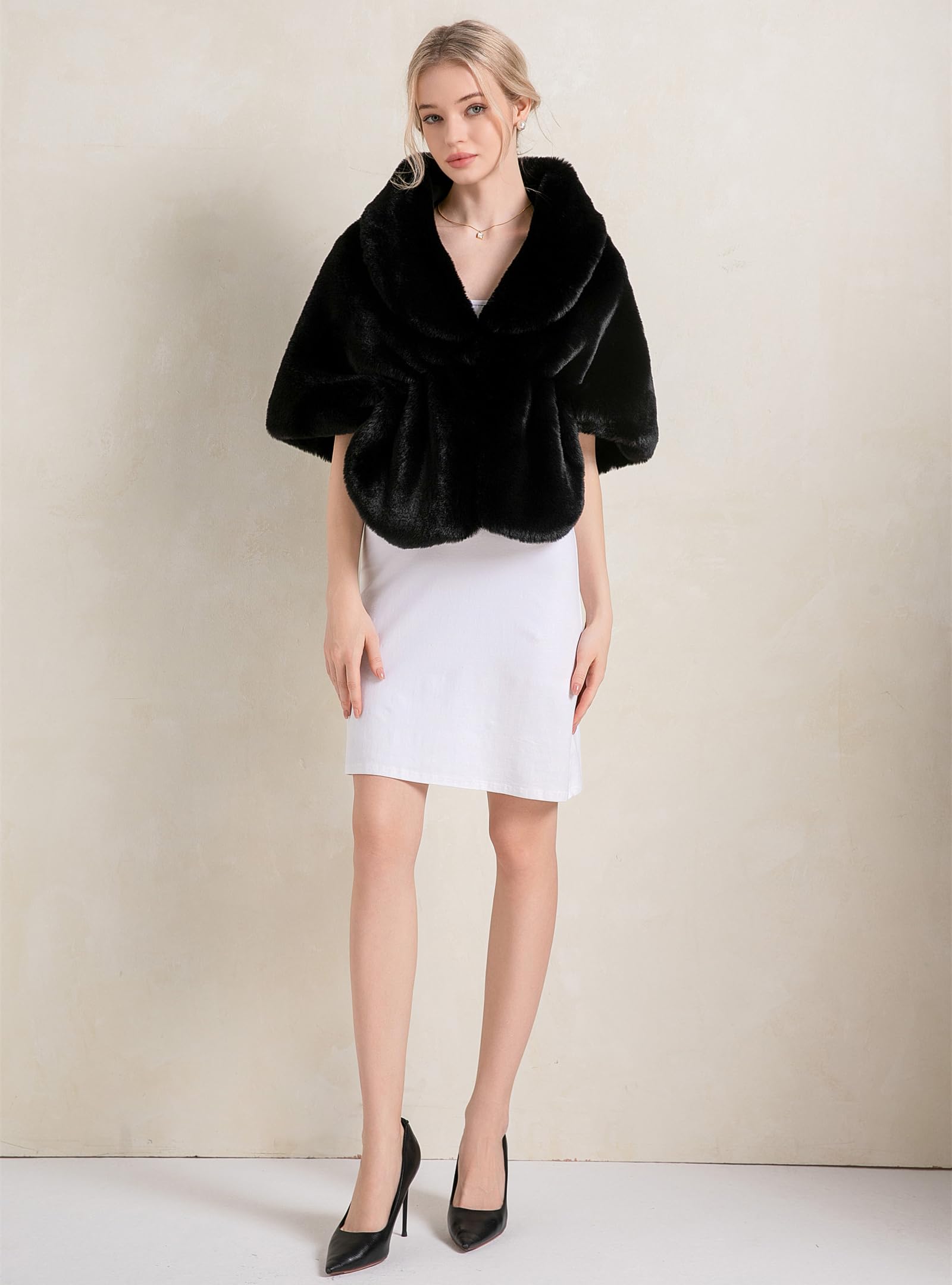 Faux Fur Cloak Shawl