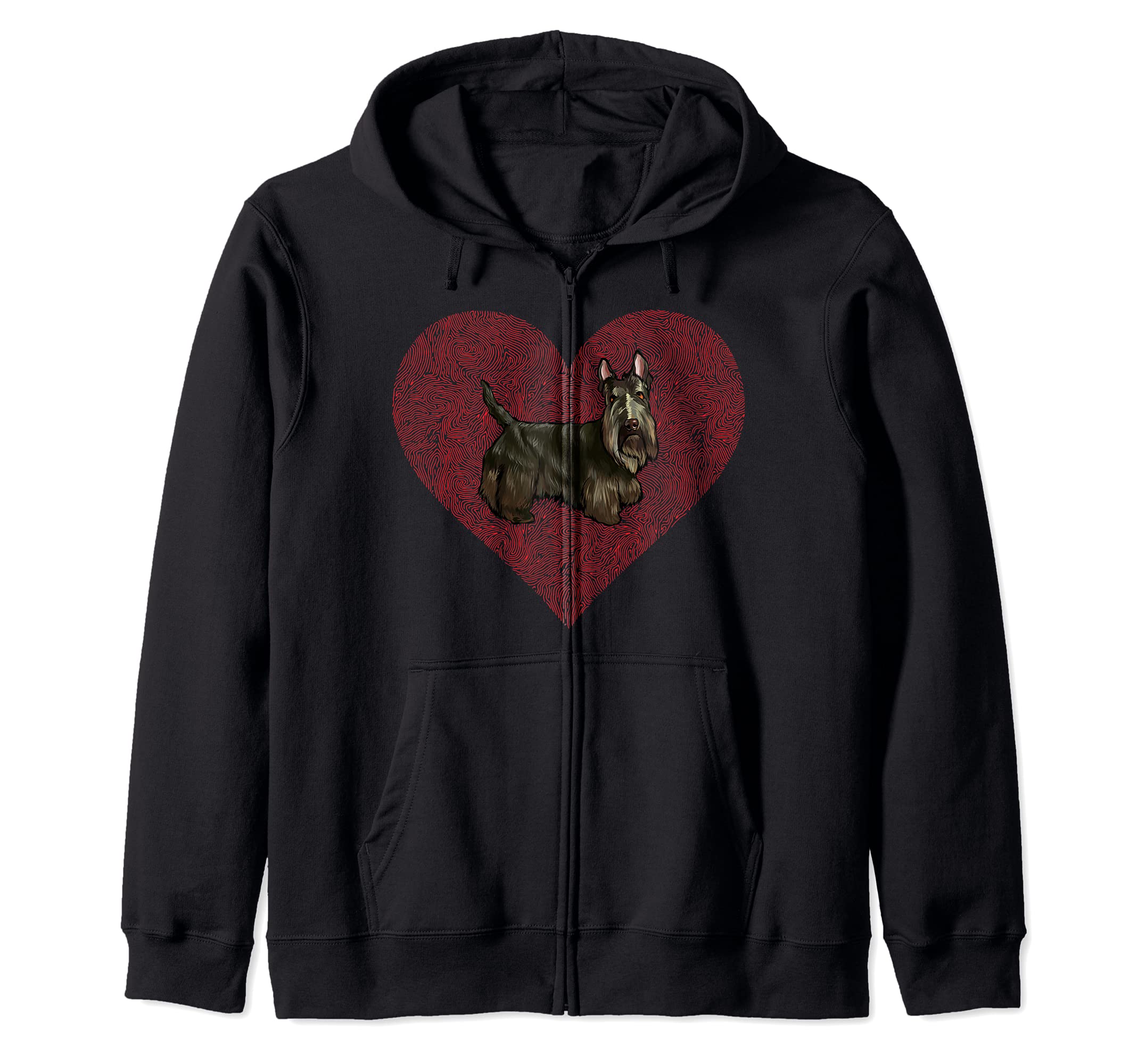 Scottish Terrier Valentines Day Dog Love Fingerprint Zip Hoodie