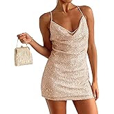 Black Metallic Dress Strapless Vegas Outfits for Women Bodycon V Neck Cocktail Party Sparkly Sequin Mini Dresses