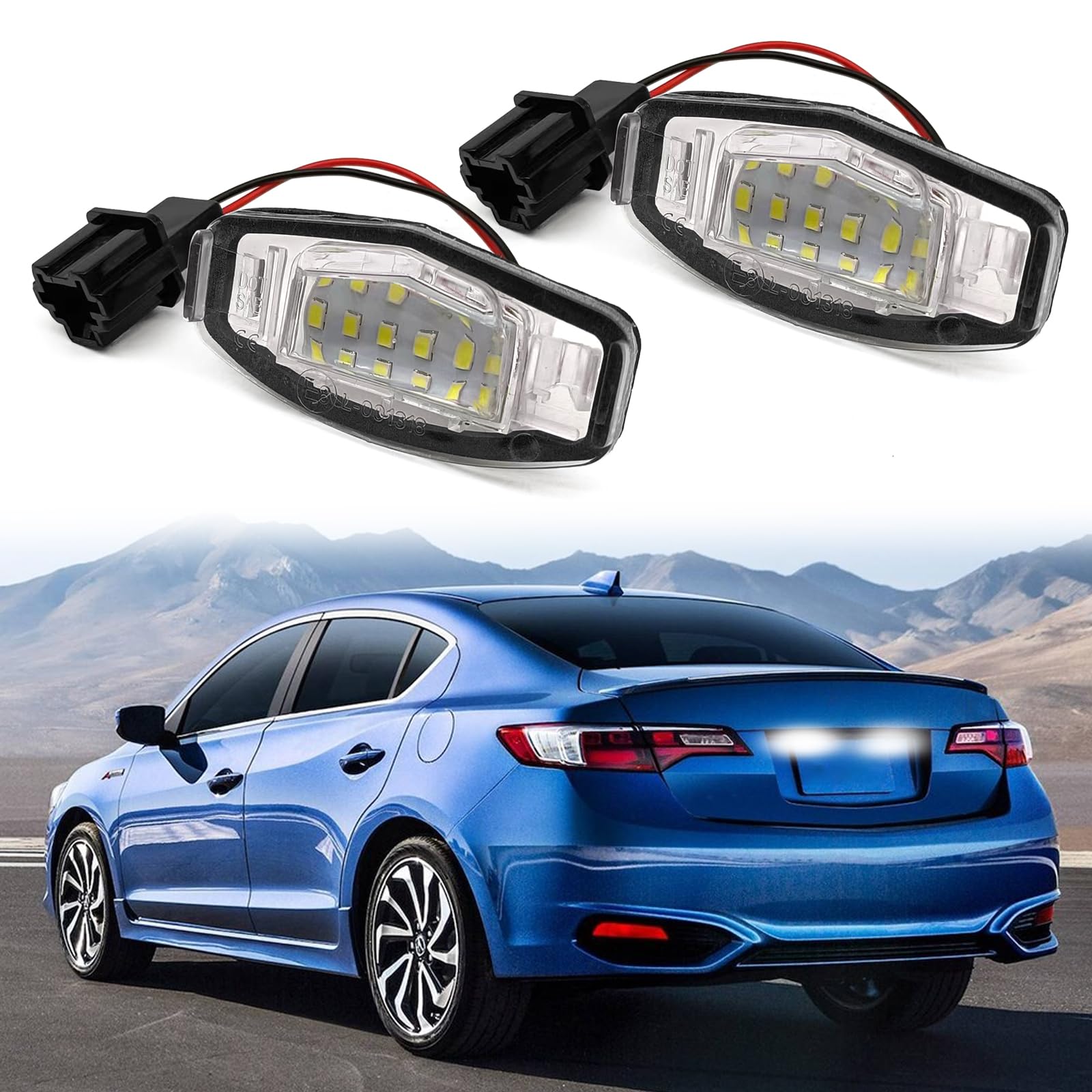 Photo 1 of 2 Pcs LED License Plate Light Lamp Tag Lights Compatible with Honda MDX TSX TL ILX RDX RL Accord Odyssey Civic Sedan Pilot Rear Tag Lights, Powered by 18-SMD 6000K White
