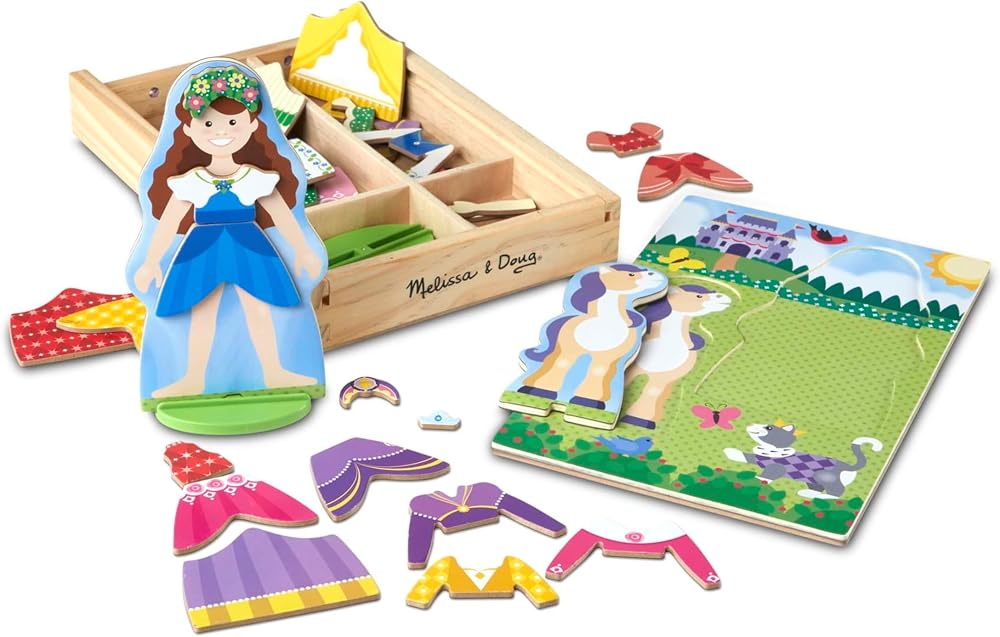 Melissa & Doug Princess Magnetic Dress-Up Play Set Wooden Doll Toy 3+ Years