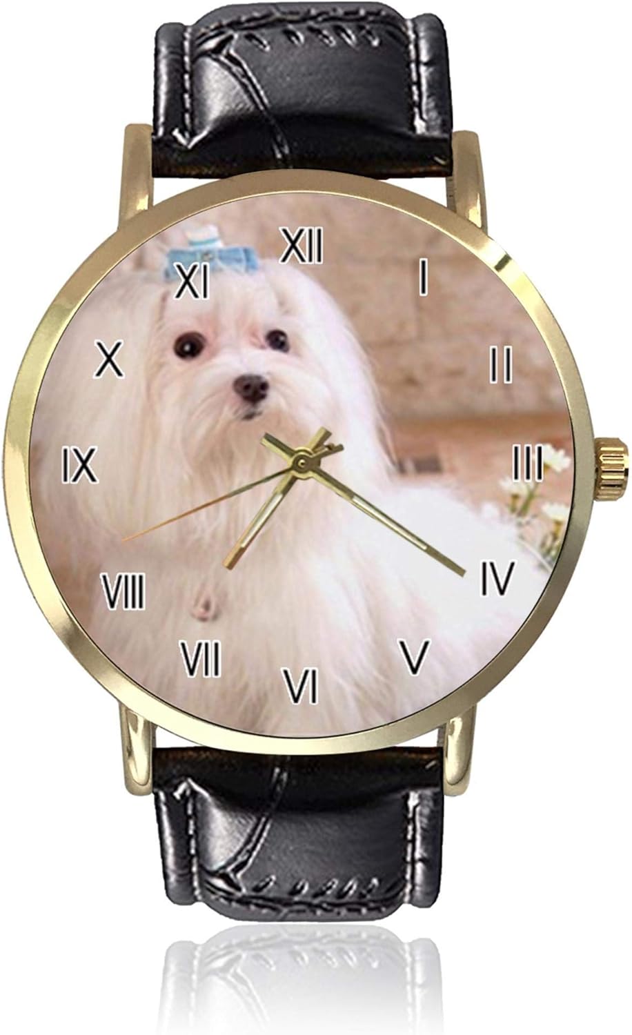 Maltese Dog Womens Mens Watches, Fashion Unisex Leather Casual Quartz