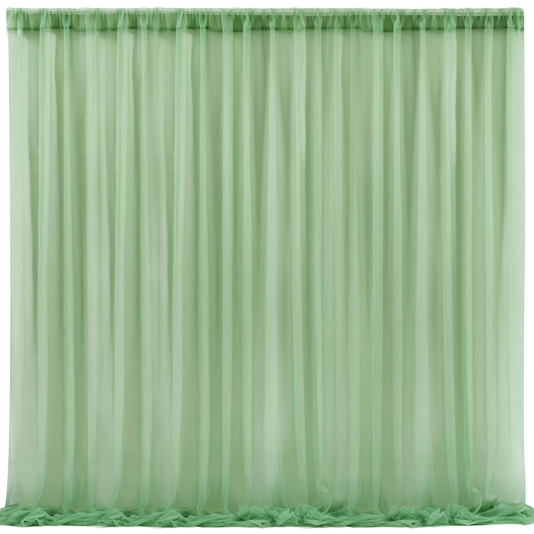Photo 1 of 10x10 Green Tulle Backdrop Curtains for Parties, Sheer Backdrop Curtain Wedding Photo Background Drapes for Baby Shower Photography Birthday Party