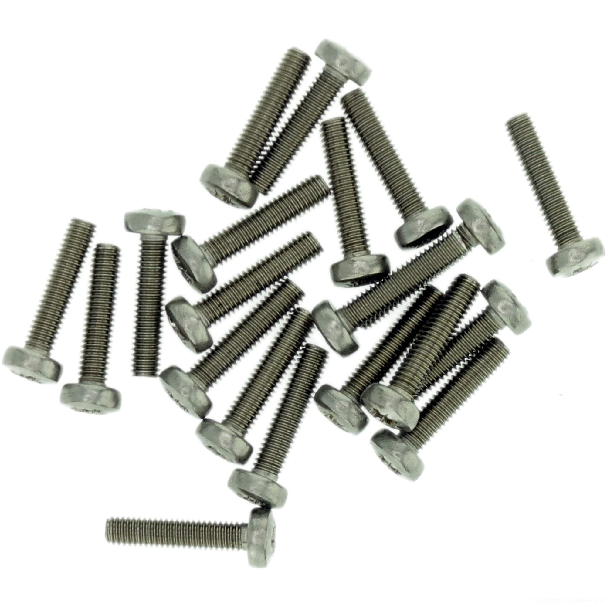 M2.5 (2.5mm x 16mm) Pozi Pan Machine Screw (Bolt) - Stainless Steel (A2) (Pack of 20)