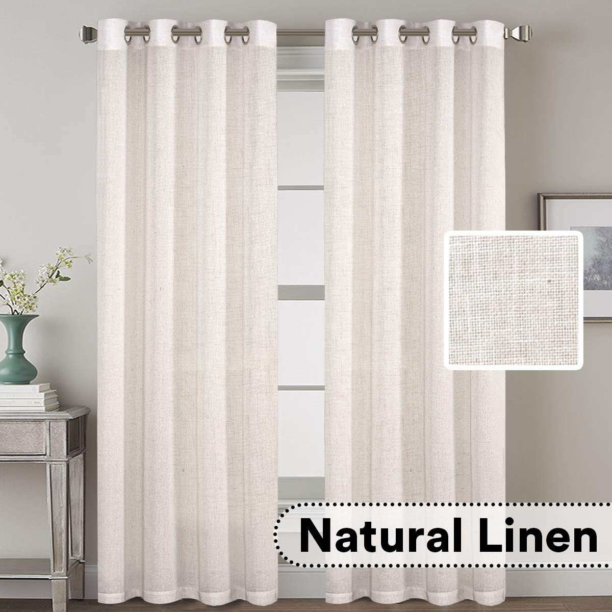 Amazon Com H Versailtex Grommet Privacy Linen Curtains 2 Pieces