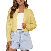 Alljoin Womens Cropped Cardigan Sweaters Y2K Button Up Knit Sweater Open Front Long Sleeve Crew Neck Casual Fall Outfits