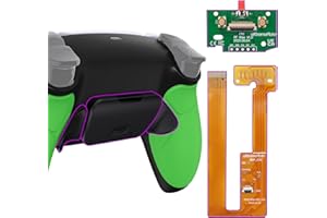 eXtremeRate Green Rubberized Grip Programable Rise Remap Kit for PS5 Controller BDM-030 040 050 Models, Upgrade Board & Redesigned Black Back Shell & Back Buttons for PS5 Controller