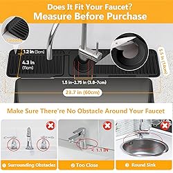 24'' Longer Faucet Mat for Kitchen Sink Splash