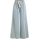 CIDER Drawstring Baggy Wide Leg Jeans for Women High Waisted Pull On Jeans Denim Pants with Pockets