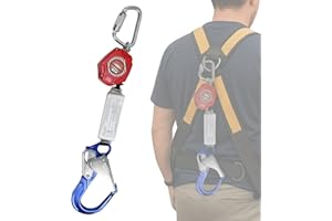 AFP Demon 6 Foot Single Web Leg Self Retracting Lifeline Safety Yoyo, Shock Pack Absorber, Aluminum Rebar Pelican Hook & Steel Carabiner Fall Protection Arrest Limiter SRL | OSHA & ANSI Rated