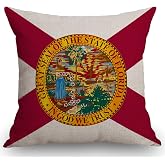 SSOIU Florida State Flag Throw Pillow Covers Farmhouse Decorative Square Pillow Covers 18x18 Inches for Farmhouse Home Decor