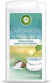 Air Wick Duftwachs – Nachfüller für das Air Wick Duftwachs-Gerät – Duft: Eukalyptus & Meersalz – Bis zu 120 Stunden Dufterlebnis – 1 x 6 Duftwachsstäbchen