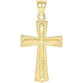 Jewels By Lux 10kt Yellow Gold Unisex Textured Cross Religious Charm Pendant